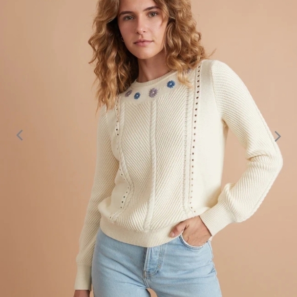 Marine layer Jada Crewneck Sweater in Ivory - Picture 1 of 8